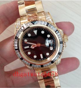 Luxe Topkwaliteit Factory Watch LN V7 ETA Automatische Keramische Bezel mm Black Dial K Geel Gouden Strap Mens Watc