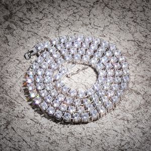 Дизайнерское ожерелье Diamond Tennis Chain 3mm 5mm Hip Hop Bling цепи Ювелирные Изделия Мужчины 925 Роскошный Стерлинговый серебристый Серебро Удалить Ссылка S925 Hiphop рэпер