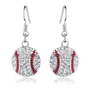 Accessori per orecchini temperamento pendente da baseball in argento con diamanti rotondi in argento alla moda in stile boutique