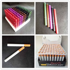 100 Pcs/lot 78mm&55mm Cigarette Shape Smoking Pipes Mini Hand Tobacco Pipes Snuff tube Aluminum Ceramic Bat Accessories 5 Styles