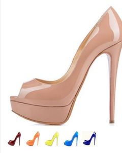Clássico Mulheres Marca alta patente couro saltos plataforma peep-toes Sandals Designer vestido sapatos de luxo de casamento calça o tamanho 35-45