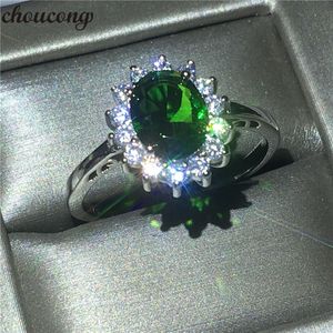 Choucong Princess Diana Ring 2ctダイヤモンド100％リアル925スターリングシルバーの婚約の結婚式のバンドリング女性男性ビジュー
