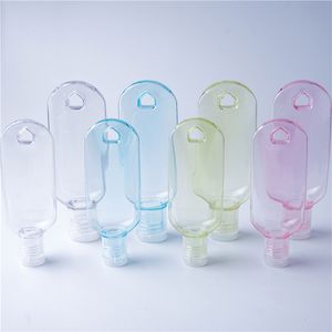 50ml Colorful refillable Flip Cap Bottle with Key Ring Hook Empty Hand Sanitizer Bottles for Travel
