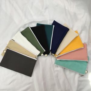 Wholesale cosmetic cotton for sale - Group buy Coloful blank canvas zipper Pencil cases pen pouches cotton cosmetic Bags makeup bags Mobile phone clutch bag organizer LX8398