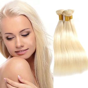 Indian Raw Virgin Human Hair 8-30-tum 613# Blond raka 3 buntar Silky raka hårprodukter väver 613 Färg grossist