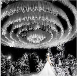 Wholesale white hanging for sale - Group buy Wedding Curtain Wedding props ceiling yarn curtain strong white hanging strong yarn wave shape cm long waves of yarn
