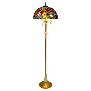 Tiffany retro style stained glass floor lamp living room bedroom study Room grape Home Deco standing lamp TF079
