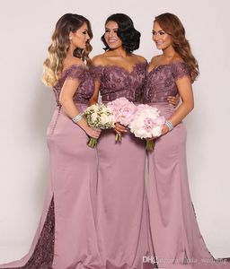 2019 New Mermaid Lace Long Bridesmaid Dress Vintage For Summer Garden Cheap Formal Wedding Guest Maid of Honor Gown Plus Size Custom Made