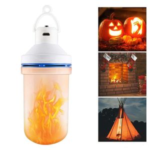 108 LED Flame lampa Flimrande Effekt Brandlampa USB Laddning Nödljus Utomhus Camping Lampa Bärbart ljus för Halloween Party Holiday