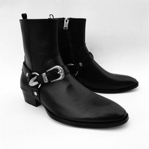 2019 Fabriksuttag Högkvalitativa äkta läderstövlar Ny lista Real Picture Fashion Cow Leather High Top Steel Half Boots