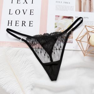 Women's Panties Women Cosplay Sexy Costumes Erotic Lingerie See-thru Transparent Embroidery G String Lace Sex Underwear Thong315T