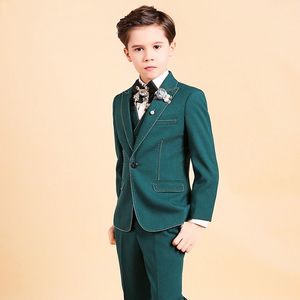 2019 New Green 3 Pieces Boy's Formal Wear Suit Kids Wedding Kids Designer Clothes Boys For Party Prom