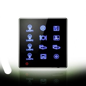 Freeshipping 4 gang 2 way Touch switch Tempered glass panel Whole house light control switch Infrared remote control switch AC85-250V