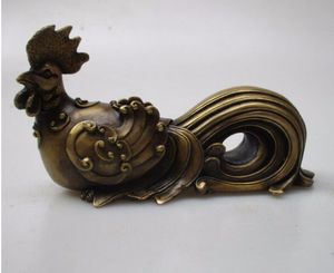Wholesale bronze antique sculpture for sale - Group buy Long CM Collectible Chinese Old Bronze Carved rooster Sculpture Antique rooster statue