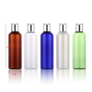 30pcs 200ml plastic shampoo bottles with luxury cap 200cc empty plastic cosmetic packaging lotion container essential oil bottle