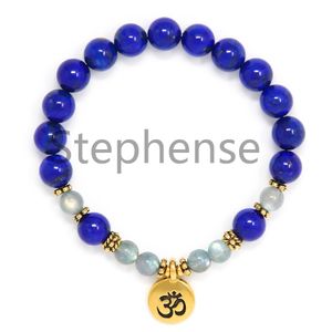 MG0701 8 mm Schneequarz Lotus Yoga Armband Woem`s Blaues Tigerauge Energiearmband Heißer Verkauf Trendiges Chakra Yoga Mala Armband