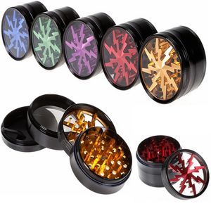 63mm Aluminium Alloy Grinders Tobacco Herb Grinder 4 Layers Lighting Grinder 5 Colors With Clear Top Window Lighted Smoking Accessories