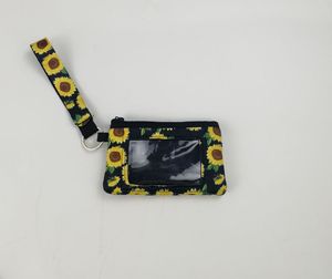 500pcs Women WaterProof Id wallet sunflower serape leopard with keychain Coin purses 4colors Card Holders
