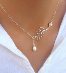 Ciondolo per collane Collana con pendente a forma di collare girocollo con foglie meravigliosamente semplici 925 Collane di perle di gioielli coreani di moda in argento