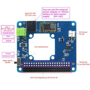 Freeshipping Raspberry Pi 3 Model B+(Plus) 3B Programmable Smart Temperature Control Fan+Power Hat Board | input 6V~14V | DC 5V Max. 4A Out