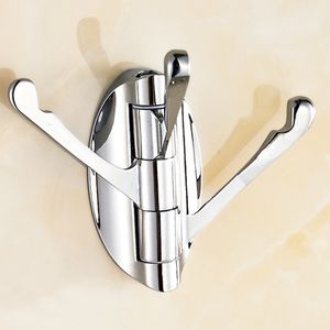 Modern Rotary Movable Chrome Robe Hook Wardrobe Alloy Coat Hanger with 3 Hooks Bedroom Clothes Hanger