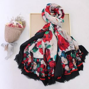 Red White Rose 300 Branch Pure Cashmere Ring Veet Scarf Long Handduk Lady Thin Section Keep Warm Joker4258768