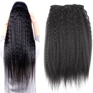 Clip In Human Hair Extensions Natural Brazilian Remy Hair Kinky Straight Clip Ins st g Coarse Yaki Clip In Human Hair Extensions