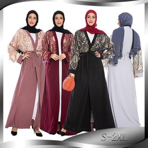 플러스 사이즈 패션 Sequined Tassel Abaya 무슬림 성인 여성 전체 길이기도 이슬람 카디건 드레스 F956