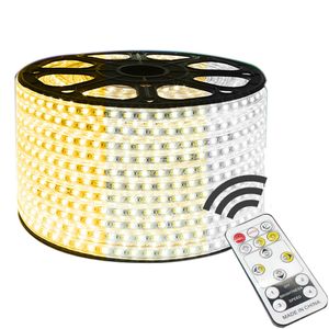 リモコン調光器5730 LEDストリップライト3  - 色変更可能な120LED / M LEDネオンロ​​ープライト220V IP67防水EU LEDテープ