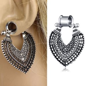 Mix 6-16mm 60pcs Flesh Tunnels Double Flared Ear Plug with Tongue Barbell Dangle Earring Expander Piercing Body Jewelry
