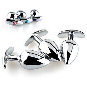 Smooth Touch Aluminum Alloy Metal Butt With Crystal Jewelry Small Medium No Vibrator Anal Plug Private Goods for Men C19010501