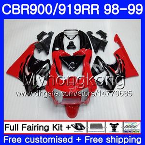 Karosserie für HONDA CBR 900RR CBR 919RR CBR900 RR CBR919RR 98 99 278HM.2 CBR900RR CBR 919 RR rot schwarz glänzend CBR919 RR 1998 1999 Verkleidungsset