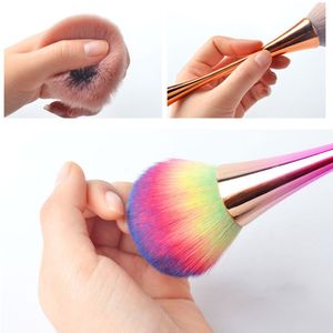 Aluminium Soft Head Nail Dust Clean Powder Borste Enstaka Acrylicuv Gel Nail Art Cleaner Remover Brush Beauty Colorful Tool