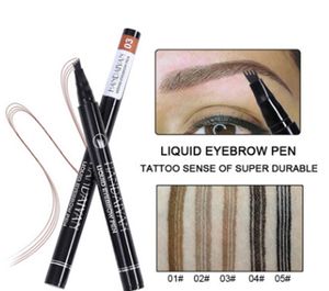 Dropshipping New Makeup Бровей Handaiyan 4-Head Жидкая татуировка Pen 5 Цветов Водонепроницаемый