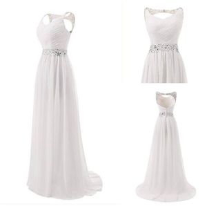 Sexy em v-pescoço chiffon chiffon plissados ​​vestido de dama de honra longo vestido varredura de trem vestido de festa feitos sob encomenda vestidos de dama de honra com beading applique