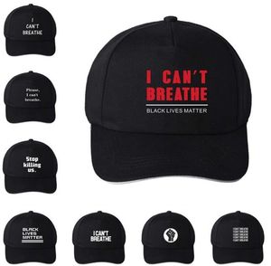 STOCK USA! Caldo Non riesco a respirare Cappello Black Lives Matter Parade Caps Outdoor Protezione solare estiva Snapback Non riesco a respirare Cappelli Cappelli per feste 6091