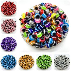 1000PCS Mixed Colorful Beads Round Evil Resin Eye Beads Stripe Spacer Beads Jewelry Fashion DIY Bracelet Making Gifts