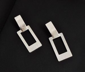 new hot Metallic fashion ear studs gold and silver square earrings geometric jewelry classic exquisite elegance