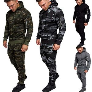Men Tracksuit Autumn Splicing Zipper Print Sweatshirt Pants Sets Sport Suit Tracksuit with 4 Colors Asian Size M-2XL
