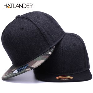 HATLANDER Cappellino snapback in lana di alta qualità berretto da baseball mimetico tinta unita e cappello uomo donna cappello invernale berretto hip hop bianco a tesa piatta