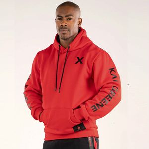 Mäns fitness kläder Ny sportrock med fleece förtjockad varm långärmad hooded smal rund krage kappa