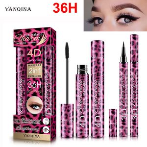 Trucco Mascara Black Eyeliner Pencil kit 36H Liquid Eye liner Pen 4D Thick Curl Sex Mascara YANQINA Cosmetici per occhi impermeabili a lunga durata