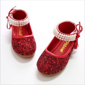 2016 Dzieci Księżniczka Glitter Sandały Dzieci Dziewczyny Buty Ślubne Kwcu Obcasy Dress Buty Party Shoes Red / Silver / Rozmiar 24 ~ 37