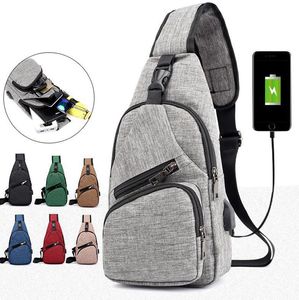 Men USB Chest Bags Shoulder Pack USB Charging Port Sports Crossbody Shoulder Moblie Phone Charging Bag Children Adults Handbags KKA7919