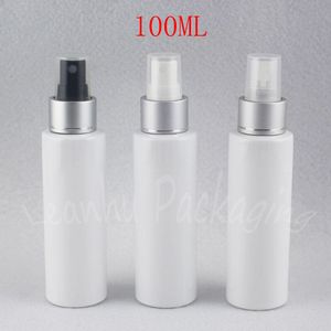 Bottiglia di spruzzo di plastica della spalla piana bianca 100ml, contenitore cosmetico vuoto 100cc, imbottigliamento dell acqua / del toner (50 pc / lotto)