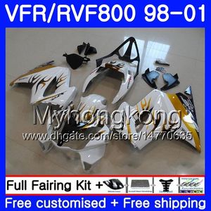 Corpo para HONDA Interceptor VFR800R VFR800RR 98 99 00 01 259HM.20 Chamas de ouro quente VFR800 VFR 800RR VFR 800 RR 1998 1999 2000 2001 Kit de carenagem