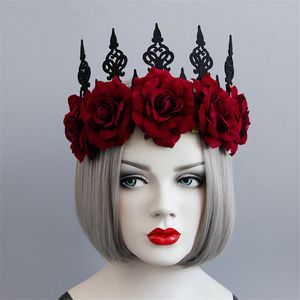 Vintage Red Rose Queen Hair Band Halloween Christmas Ball Party Crown Host Headband Hair Accessories free 30