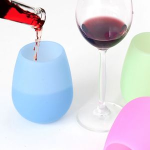 Silicone Wine Glass Stemless Tumbler Rubber Beer Mug Eco Unbreakable Cups for Cocktail Drinking Outdoor Camping Wine Glasses JXW129