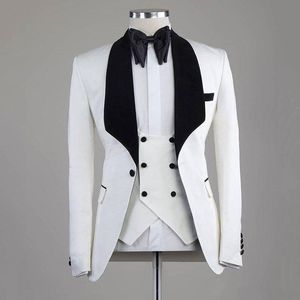 Yeni Tasarım Tek Düğme Siyah / Mavi Damat smokin Şal Yaka Groomsmen Mens Suits Düğün / Gelinlik / Akşam Blazer (Ceket + Pantolon + Vest + Tie) K220