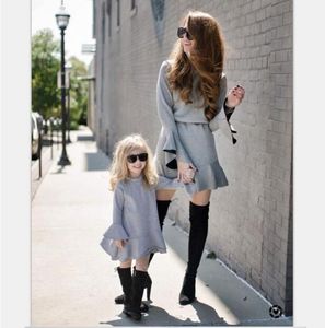 Mother Daughter Dresses Autumn Winter Family Matching Outfits New Fashion Long Sleeve Family Look Matching Mom Daughter Clothes